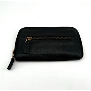 JP Ourse & CIE Wallet Black Leather Cash Coin Card Zipper Closer Pockets